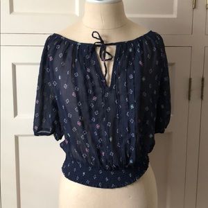 Navy and floral see through HOLLISTER Top